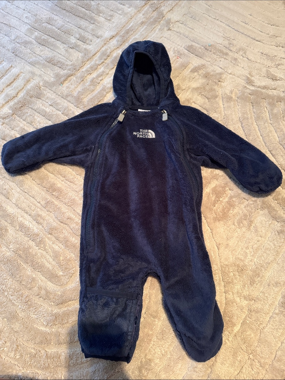 The North Face Navy Hooded Fleece Baby One-Piece